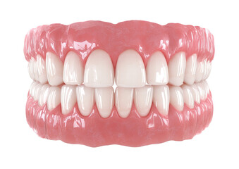 Obraz premium Realistic rendering of human dentures detailed teeth gums on transparent background