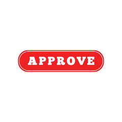 A red approve button with white text on a white background in a simple graphic illustration style