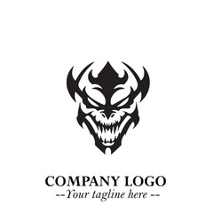Head of Dracula Logo Symbol in Black on the White Background with Horror Minimal Vector Design