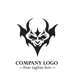 Head of Dracula Logo Symbol in Black on the White Background with Horror Minimal Vector Design