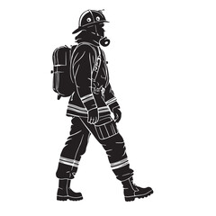 Black firefighting Silhouette Vector, High Quality Illustration on White Background