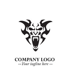 Head of Dracula Logo Symbol in Black on the White Background with Horror Minimal Vector Design