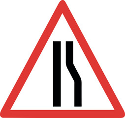 Triangle traffic sign road narrows on the left side