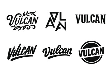 Vulcan Sigil Variations. Vulcan Sigil. Set lettering. harmonious lettering variations of the same emblematic concept, each with different artistic