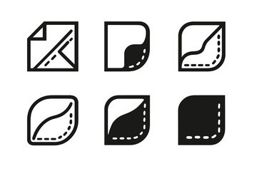 Textile Edge Logos. Textile edge. Set Logo of Textile edge: folded hem with visible thread. harmonious logo variations of the same emblematic concept, each