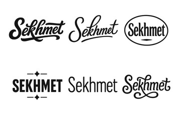 Harmonious Lettering Variations. Sekhmet Goddess. Set lettering. harmonious lettering variations of the same emblematic concept, each with different artistic