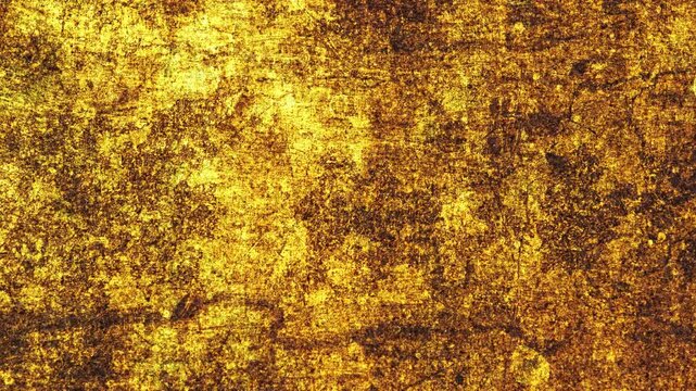 Living distressed gold background texture with heavy grunge, rough surface cracks, and rich metallic yellow and brown tones, loopable animation