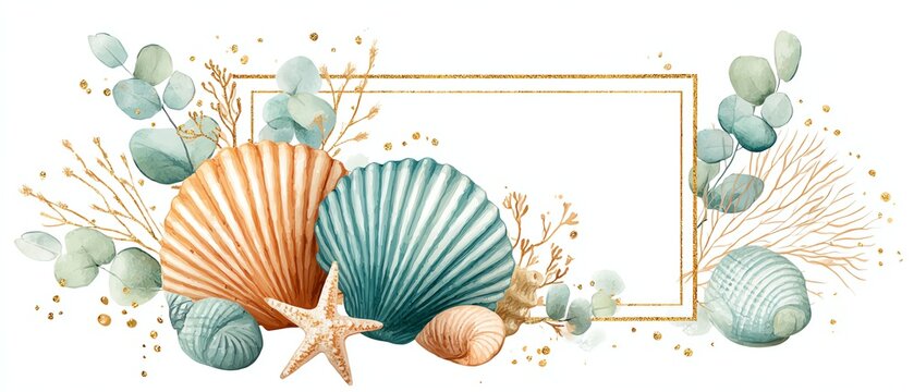 Coastal shell & coral border