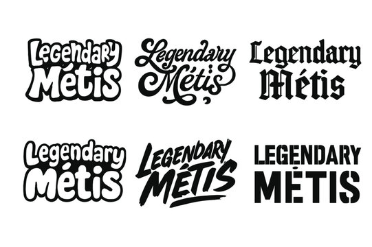 Creative Lettering Variations. Legendary Metis. Set lettering. harmonious lettering variations of the same emblematic concept (Funky cartoon-style lettering,