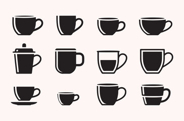 Coffee cup silhouettes set