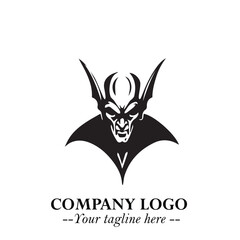 Head of Dracula Logo Symbol in Black on the White Background with Horror Minimal Vector Design