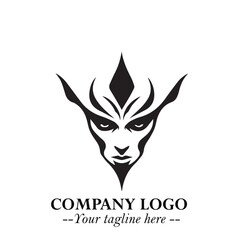 Head of Dracula Logo Symbol in Black on the White Background with Horror Minimal Vector Design