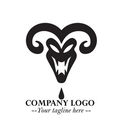 Head of Dracula Logo Symbol in Black on the White Background with Horror Minimal Vector Design