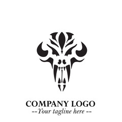Head of Dracula Logo Symbol in Black on the White Background with Horror Minimal Vector Design
