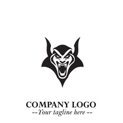Head of Dracula Logo Symbol in Black on the White Background with Horror Minimal Vector Design