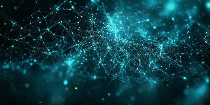 Hand, internet, and big data connections for cloud storage and AI-driven algorithms. Digital computing systems focused on quantum and artificial intelligence in a networked, Generative AI