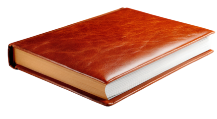 A detailed rendering of a vintage book isolated on transparent background