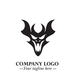 Head of Dracula Logo Symbol in Black on the White Background with Horror Minimal Vector Design
