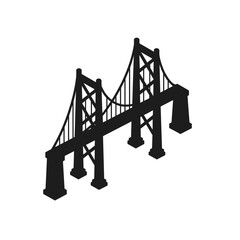 Obraz premium Isolated bridge structure on white background illustrates its architectural details. Isolated bridge is a landmark, strong and stable, isolated against blank backdrop.