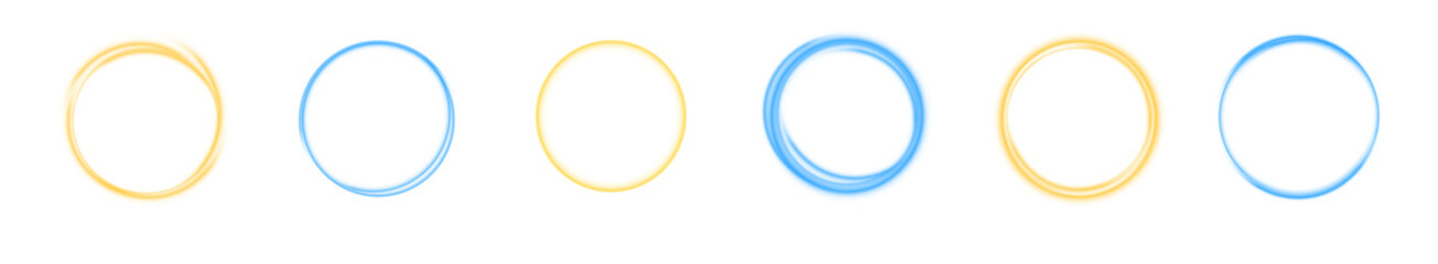 Blue and yellow circle PNG with glowing edge and subtle shine. Smooth round element adds soft illumination to abstract and digital designs. Perfect for overlays, UI, or modern compositions.