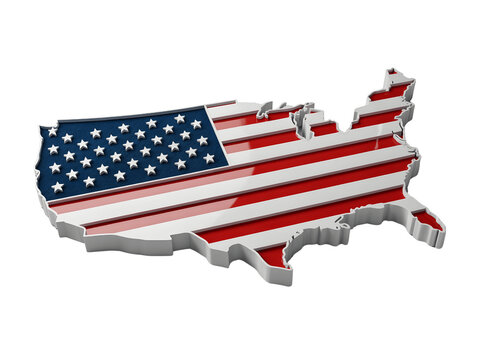 United states map with american flag