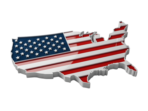 United states map with american flag - Powered by Adobe