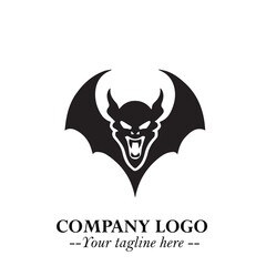 Head of Dracula Logo Symbol in Black on the White Background with Horror Minimal Vector Design