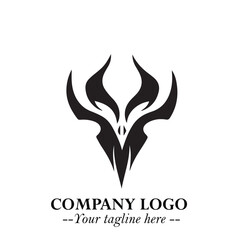 Head of Dracula Logo Symbol in Black on the White Background with Horror Minimal Vector Design