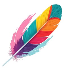 Colorful feather set isolated on white background