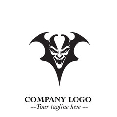 Head of Dracula Logo Symbol in Black on the White Background with Horror Minimal Vector Design