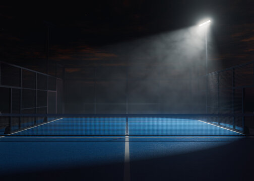 Half-Lit Padel or Pickleball Court at Night
