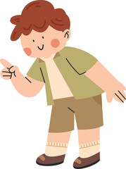 Boy Pointing Something Character Illustration