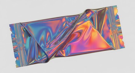 Shiny holographic foil packaging with iridescent colors