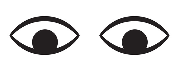 Pair of Eyes Looking Down Icon – Observation and Attention Symbol, Curious or Sneaky Expression Sign.