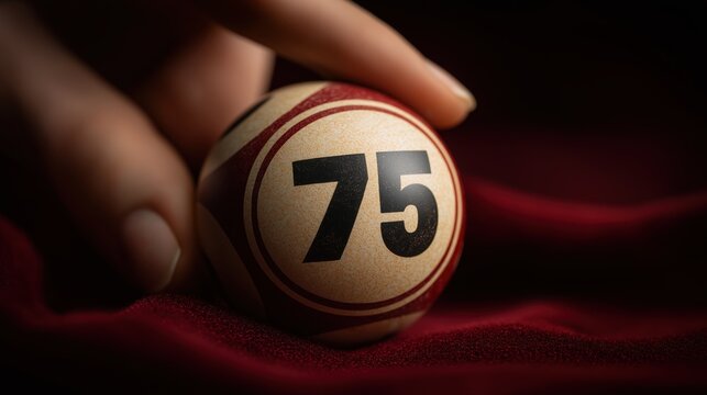Vintage Bingo Ball with Number 75 Closeup - Powered by Adobe