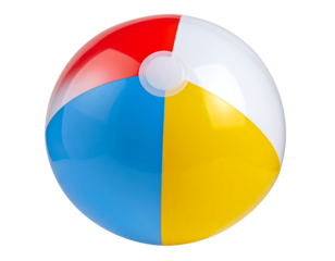 Vibrant Inflated Beach Ball on White Background