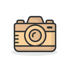 Brown camera icon isolated flat style design.