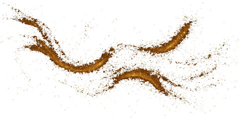 Isolated black macro of a fuzzy brown caterpillar on a grunge textured background, reminiscent of roasted coffee beans