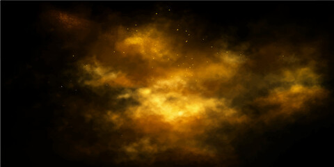 An abstract explosion of space with a dramatic dark blue cloudscape at sunset