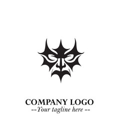 Obraz premium Head of Dracula Logo Symbol in Black on the White Background with Horror Minimal Vector Design