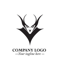 Head of Dracula Logo Symbol in Black on the White Background with Horror Minimal Vector Design