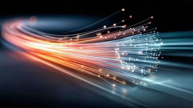 高速データ通信を表す光ファイバーの3Dレンダリング