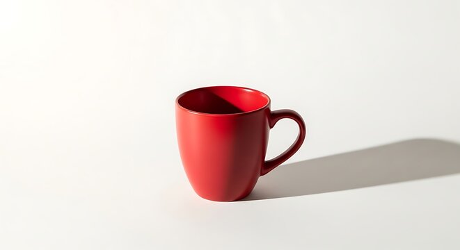 Stock photo of red coffee mug isolated on white background for product mockup template
