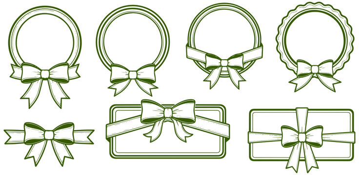 Elegant decorative frames with bows, perfect for adding a touch of sophistication to designs