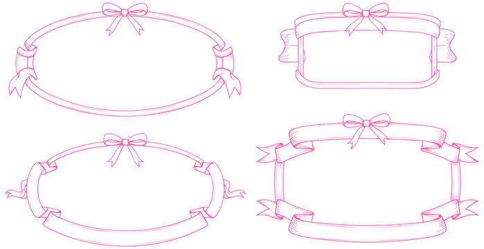Charming pink ribbon banners and frames for elegant invitations and designs