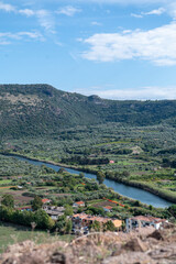 Panorama from the Castello Malaspina (Castello di Serravalle) in the city of Bosa in Sardinia, Italy