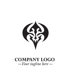 Head of Dracula Logo Symbol in Black on the White Background with Horror Minimal Vector Design