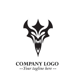Head of Dracula Logo Symbol in Black on the White Background with Horror Minimal Vector Design