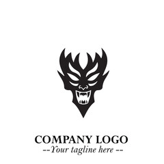 Head of Dracula Logo Symbol in Black on the White Background with Horror Minimal Vector Design