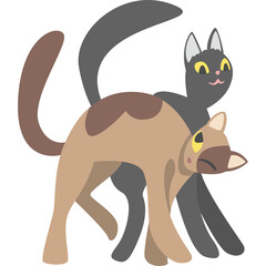 Two Cartoon Cats Standing Together With One Cat Behind The Other One In A Friendly Pose Featuring A Black Cat And A Tan Cat With Brown Spots On A Transparent Background